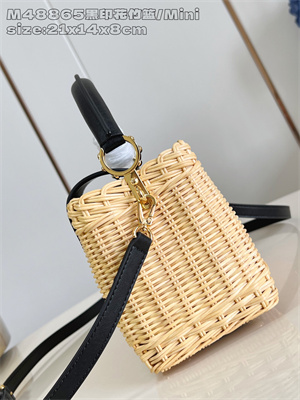 L.V Capucines Mini Bag Rattan and cowhide leather Black M26003