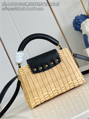 L.V Capucines Mini Bag Rattan and cowhide leather Black M26003