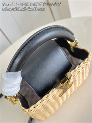 L.V Capucines Mini Bag Rattan and cowhide leather Black M26003