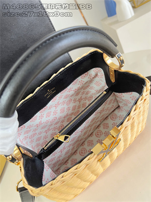 L.V Capucines BB Bag Rattan & Cowhide Leather Black