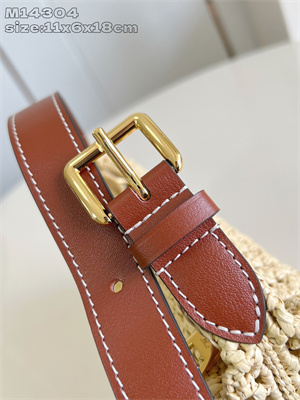 L.V Hills Pochette Raffia & Brown Calfskin M14304