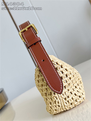 L.V Hills Pochette Raffia & Brown Calfskin M14304