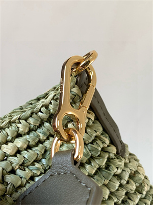 L0ew* slit mini tote bag in raffia &calfskin green