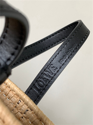 L0ew* small square basket in raffia&calfskin nature/black