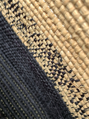 L0ew* small square basket in raffia&calfskin nature/black