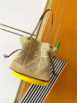 Y.S.L Jamie Shopping Bag In Raffia Nature