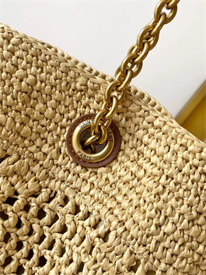 Y.S.L Jamie Shopping Bag In Raffia Nature