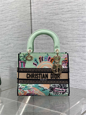 CD Medium Lady D-Lite Bag Embroidery Green