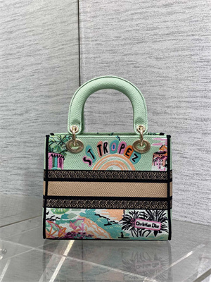CD Medium Lady D-Lite Bag Embroidery Green