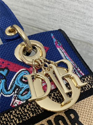 CD Medium Lady D-Lite Bag Embroidery Blue