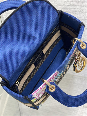 CD Medium Lady D-Lite Bag Embroidery Blue