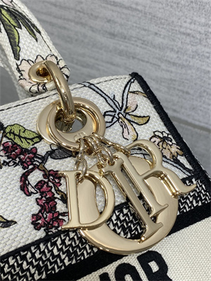 CD Medium Lady D-Lite Bag Embroidery White