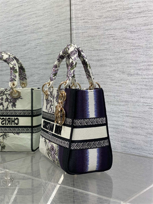 CD Medium Lady D-Lite Bag Embroidery White Multicolors