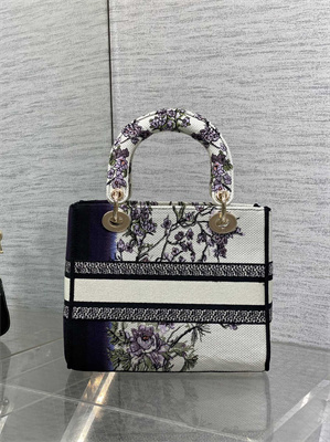 CD Medium Lady D-Lite Bag Embroidery White Multicolors
