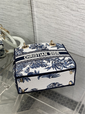 CD Medium Lady D-Lite Bag Embroidery White