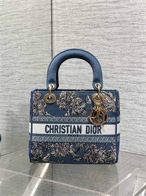 CD Medium Lady D-Lite Bag Embroidery Blue