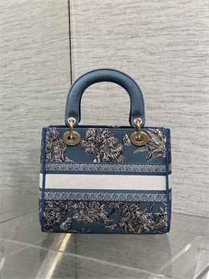 CD Medium Lady D-Lite Bag Embroidery Blue
