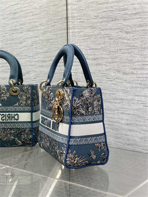 CD Medium Lady D-Lite Bag Embroidery Blue