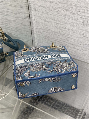 CD Medium Lady D-Lite Bag Embroidery Blue
