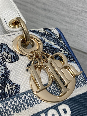 CD Medium Lady D-Lite Bag Embroidery White &Blue