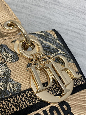 CD Medium Lady D-Lite Bag Embroidery Beige