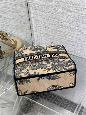 CD Medium Lady D-Lite Bag Embroidery Beige