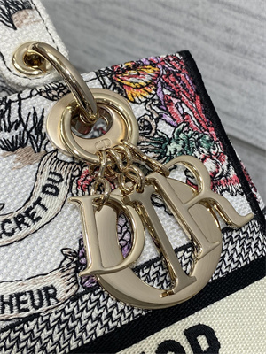 CD Medium Lady D-Lite Bag Embroidery White