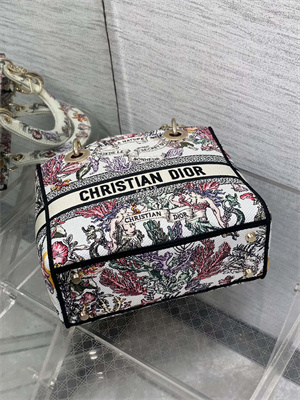 CD Medium Lady D-Lite Bag Embroidery White