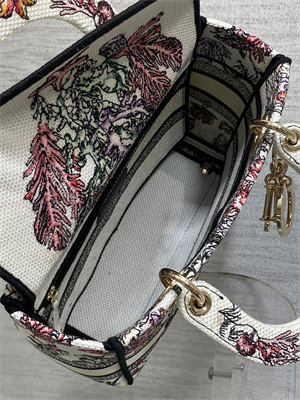 CD Medium Lady D-Lite Bag Embroidery White