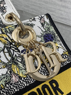 CD Medium Lady D-Lite Bag Embroidery White