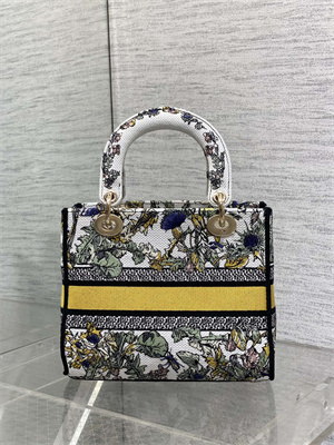 CD Medium Lady D-Lite Bag Embroidery White