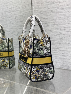 CD Medium Lady D-Lite Bag Embroidery White