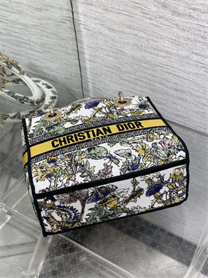 CD Medium Lady D-Lite Bag Embroidery White