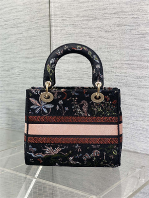 CD Medium Lady D-Lite Bag Embroidery Black