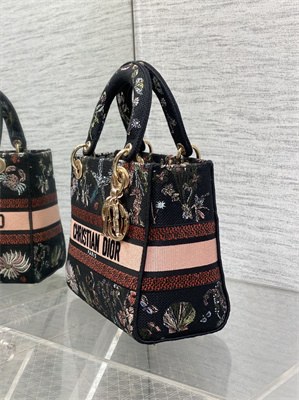 CD Medium Lady D-Lite Bag Embroidery Black