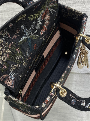 CD Medium Lady D-Lite Bag Embroidery Black