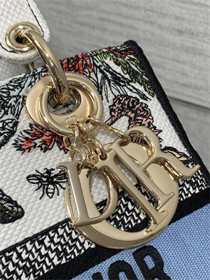 CD Medium Lady D-Lite Bag Embroidery White