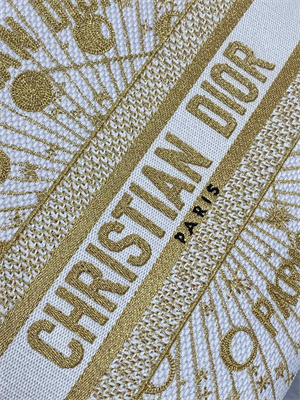 CD Medium Lady D-Lite Bag Embroidery White &Gold