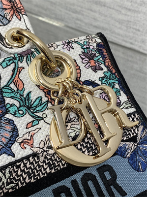 CD Medium Lady D-Lite Bag Embroidery White Multicolors