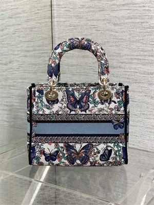 CD Medium Lady D-Lite Bag Embroidery White Multicolors