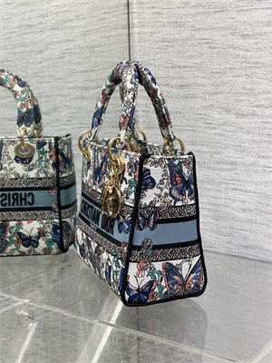 CD Medium Lady D-Lite Bag Embroidery White Multicolors