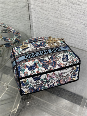 CD Medium Lady D-Lite Bag Embroidery White Multicolors