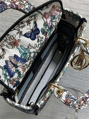 CD Medium Lady D-Lite Bag Embroidery White Multicolors