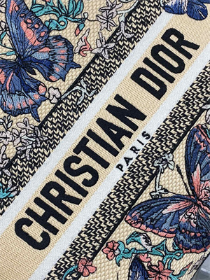 CD Medium Lady D-Lite Bag Embroidery Beige Multicolors