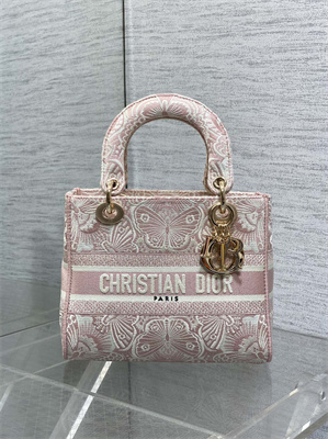 CD Medium Lady D-Lite Bag Embroidery Pink
