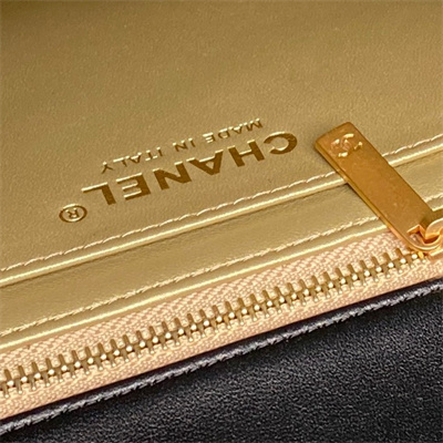 Ch*el small flap bag lambskin gold tone metal black as5756