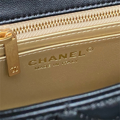 Ch*el mini flap bag lambskin gold tone metal black as5759