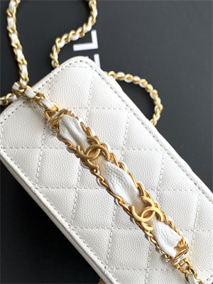 Ch*el vanity with chain grained calfskin& gold-tone metal white ap4799