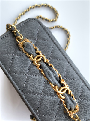 Ch*el vanity with chain grained calfskin& gold-tone metal grey ap4799