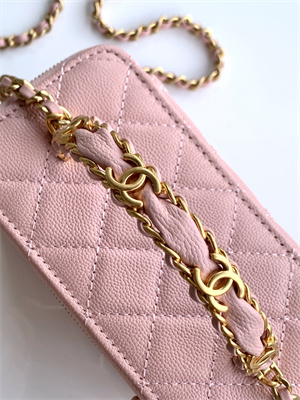 Ch*el vanity with chain grained calfskin& gold-tone metal pink ap4799